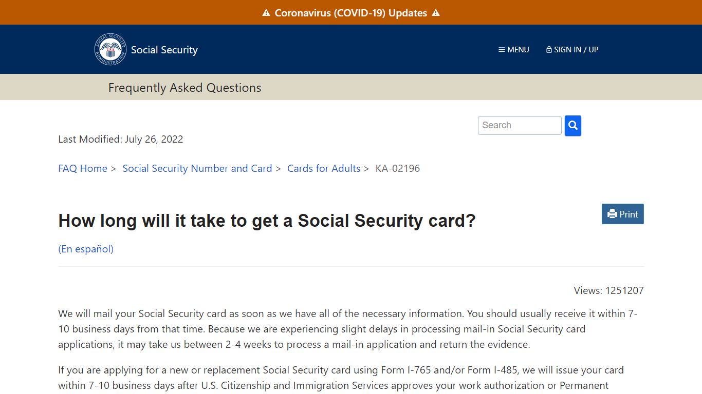 How long will it take to get a Social Security card? · FAQ | SSA